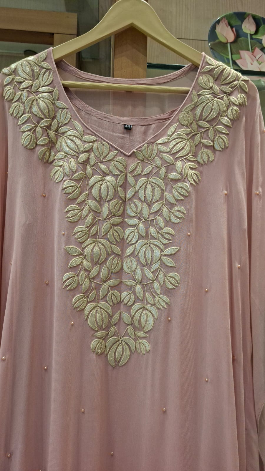 Pearl Bloom Appliqué Kaftan - J.BEHARI