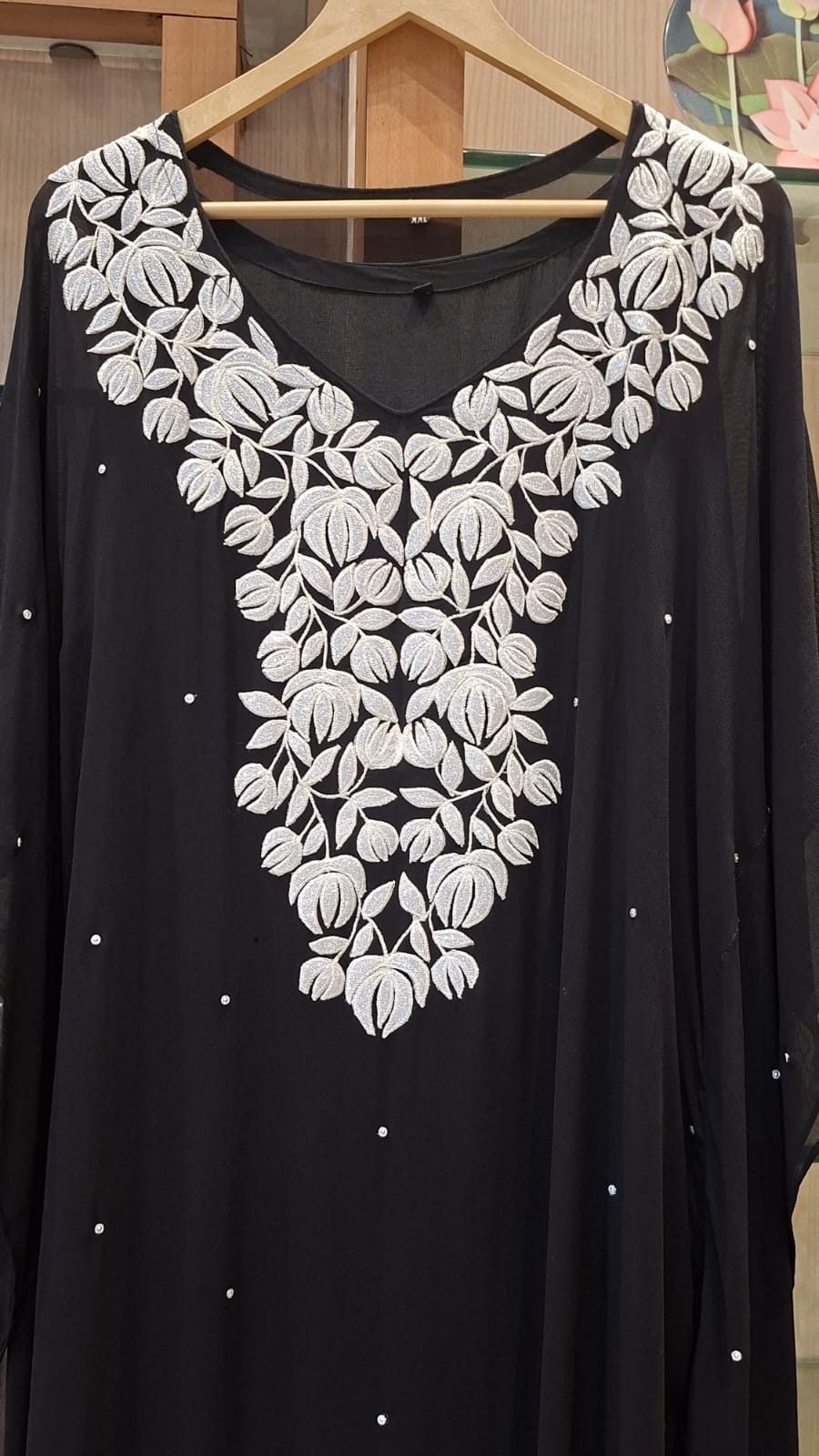 Pearl Bloom Appliqué Kaftan - J.BEHARI