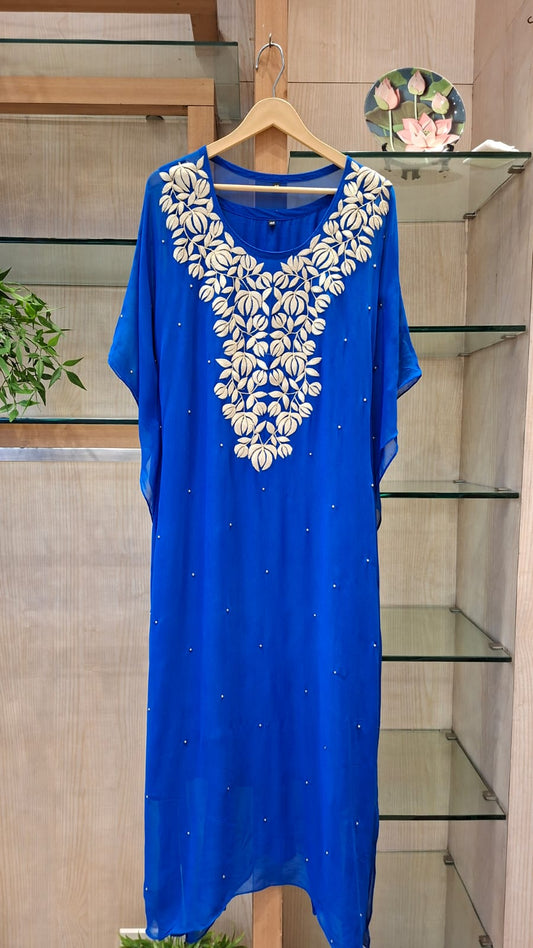 Pearl Bloom Appliqué Kaftan - J.BEHARI