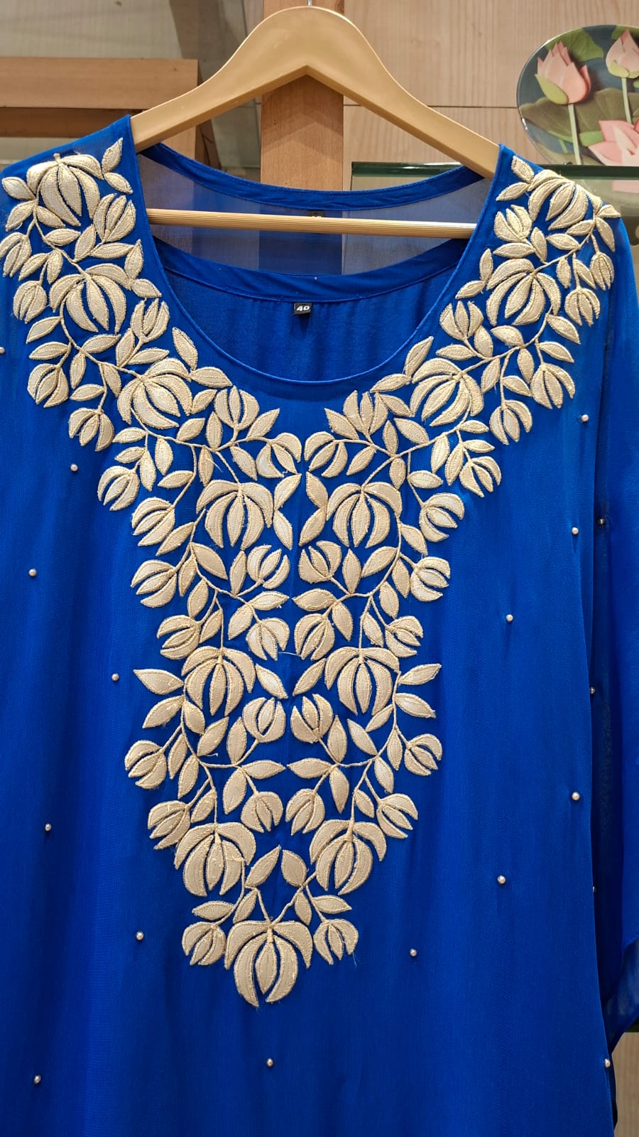 Pearl Bloom Appliqué Kaftan - J.BEHARI