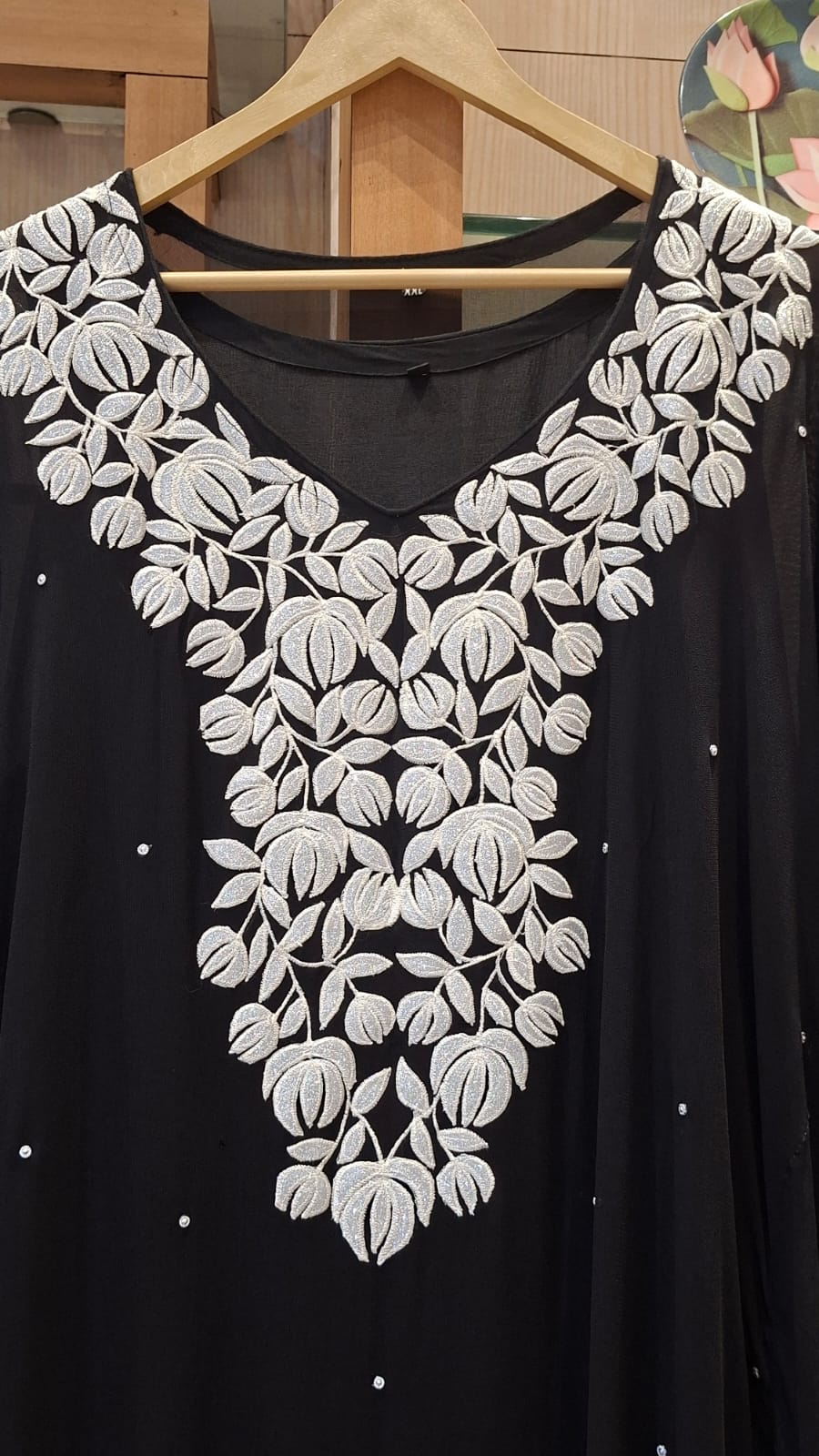 Pearl Bloom Appliqué Kaftan - J.BEHARI