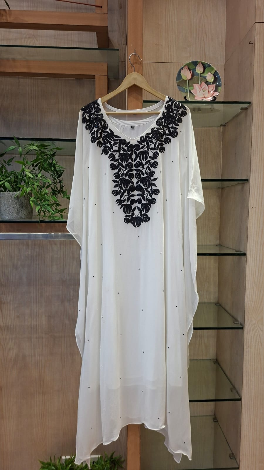 Pearl Bloom Appliqué Kaftan - J.BEHARI