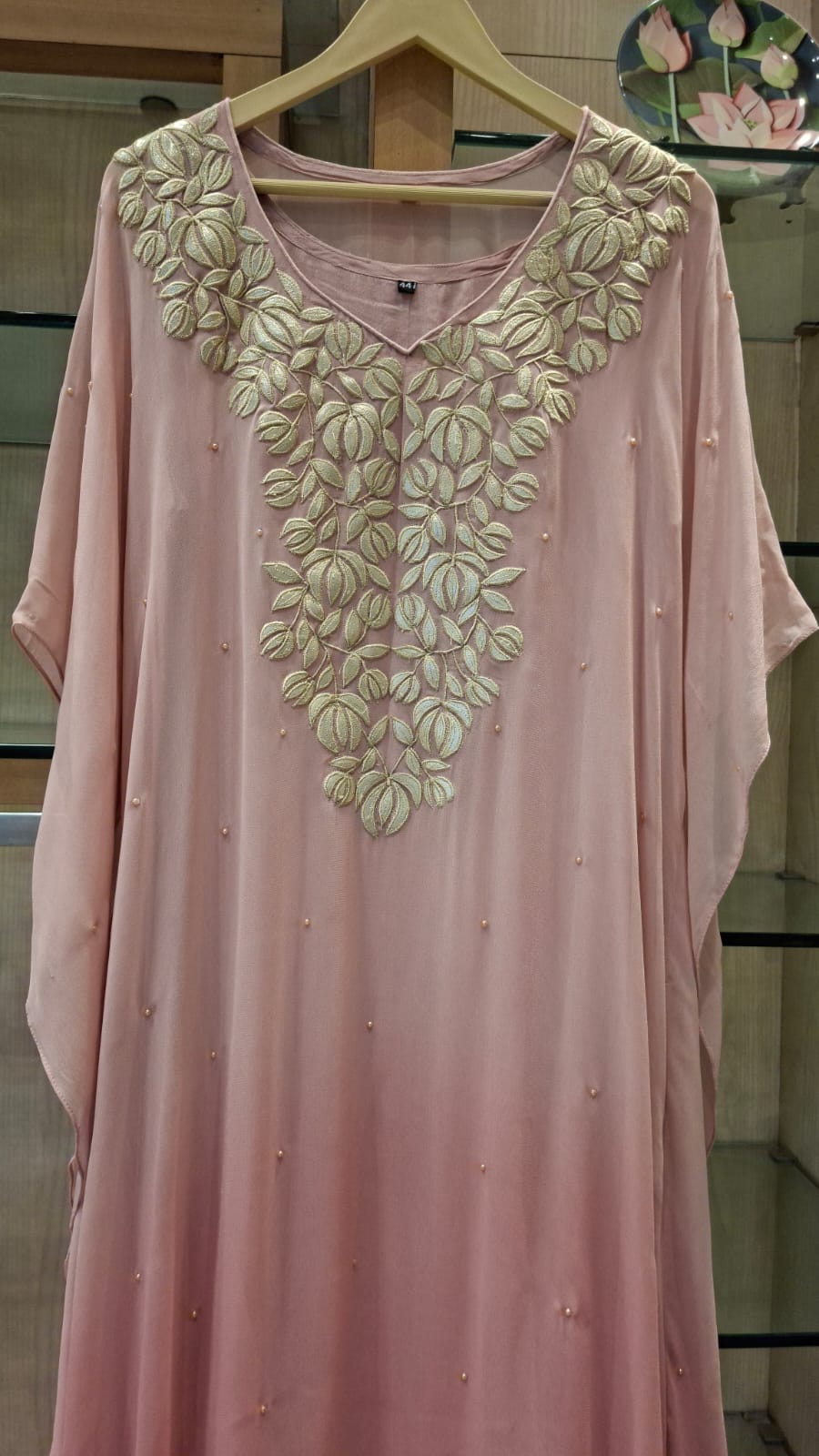 Pearl Bloom Appliqué Kaftan - J.BEHARI