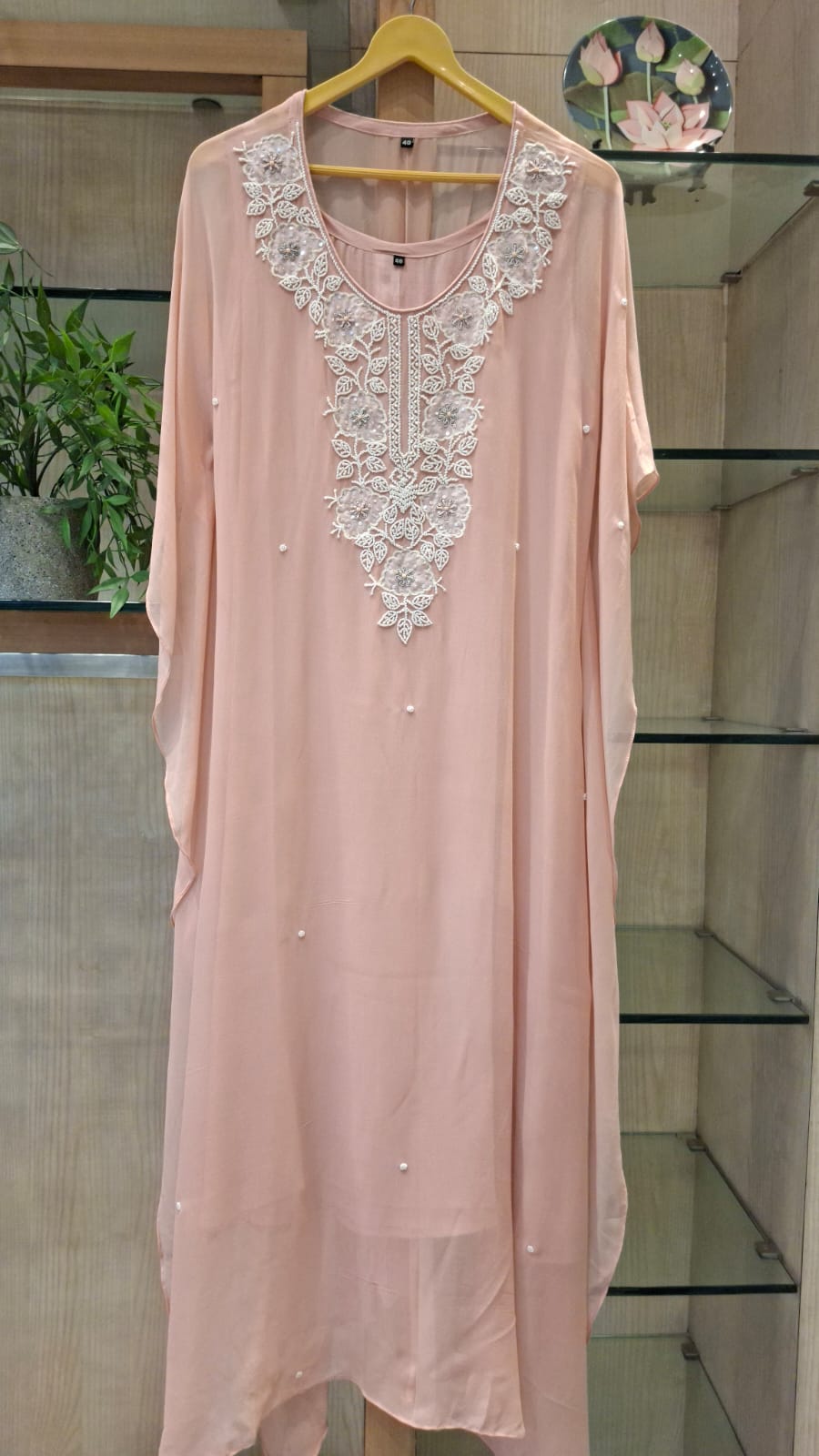 Pearl Embroidered Georgette Kaftan - J.BEHARI