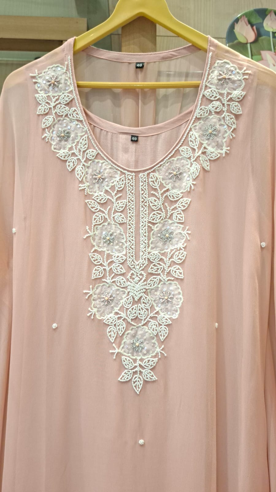 Pearl Embroidered Georgette Kaftan - J.BEHARI