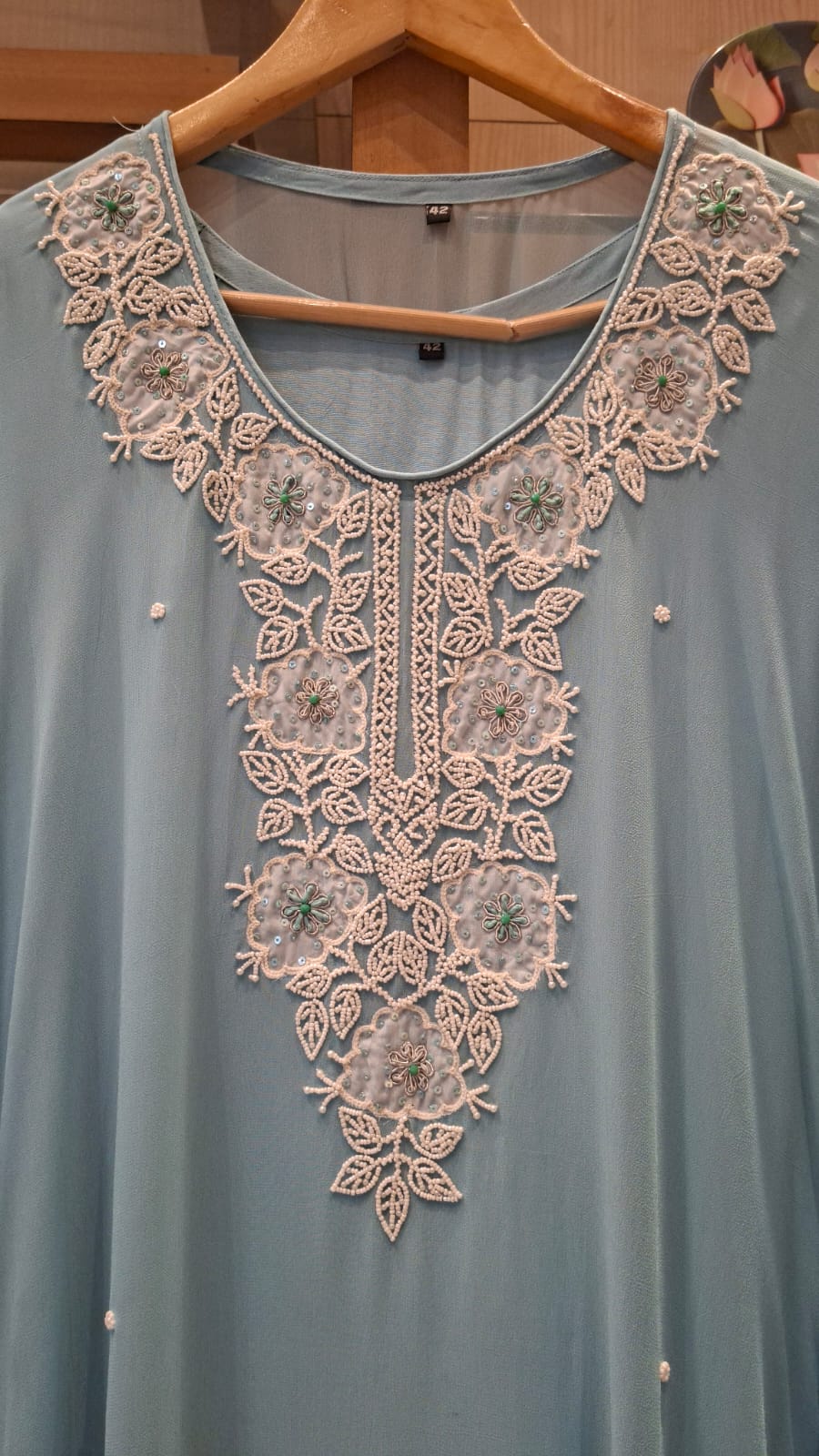 Pearl Embroidered Georgette Kaftan - J.BEHARI