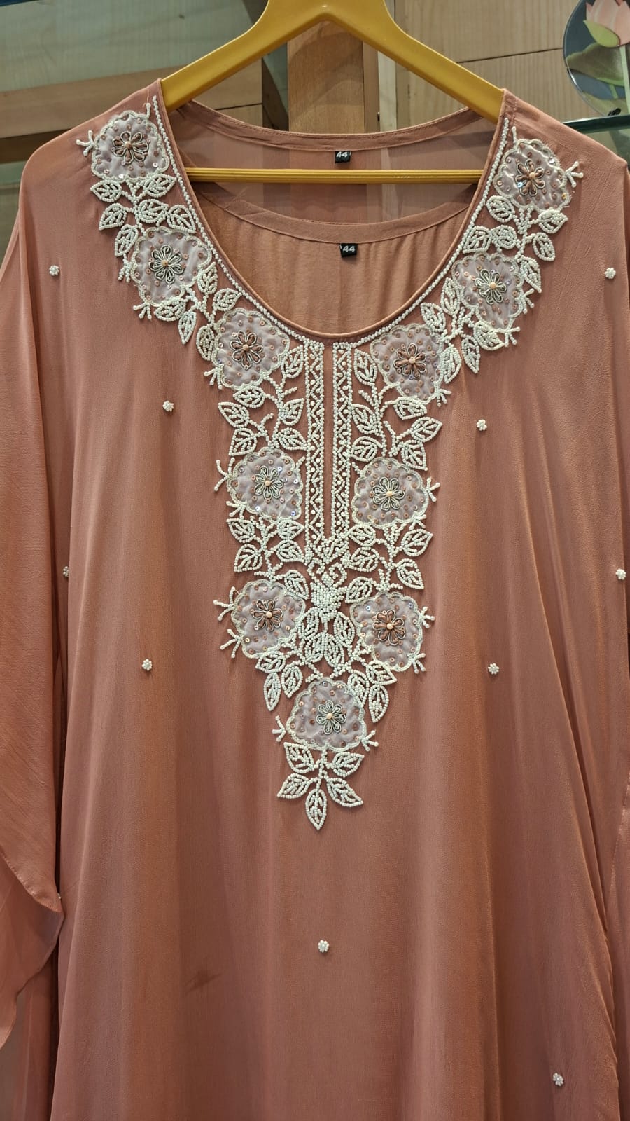 Pearl Embroidered Georgette Kaftan - J.BEHARI