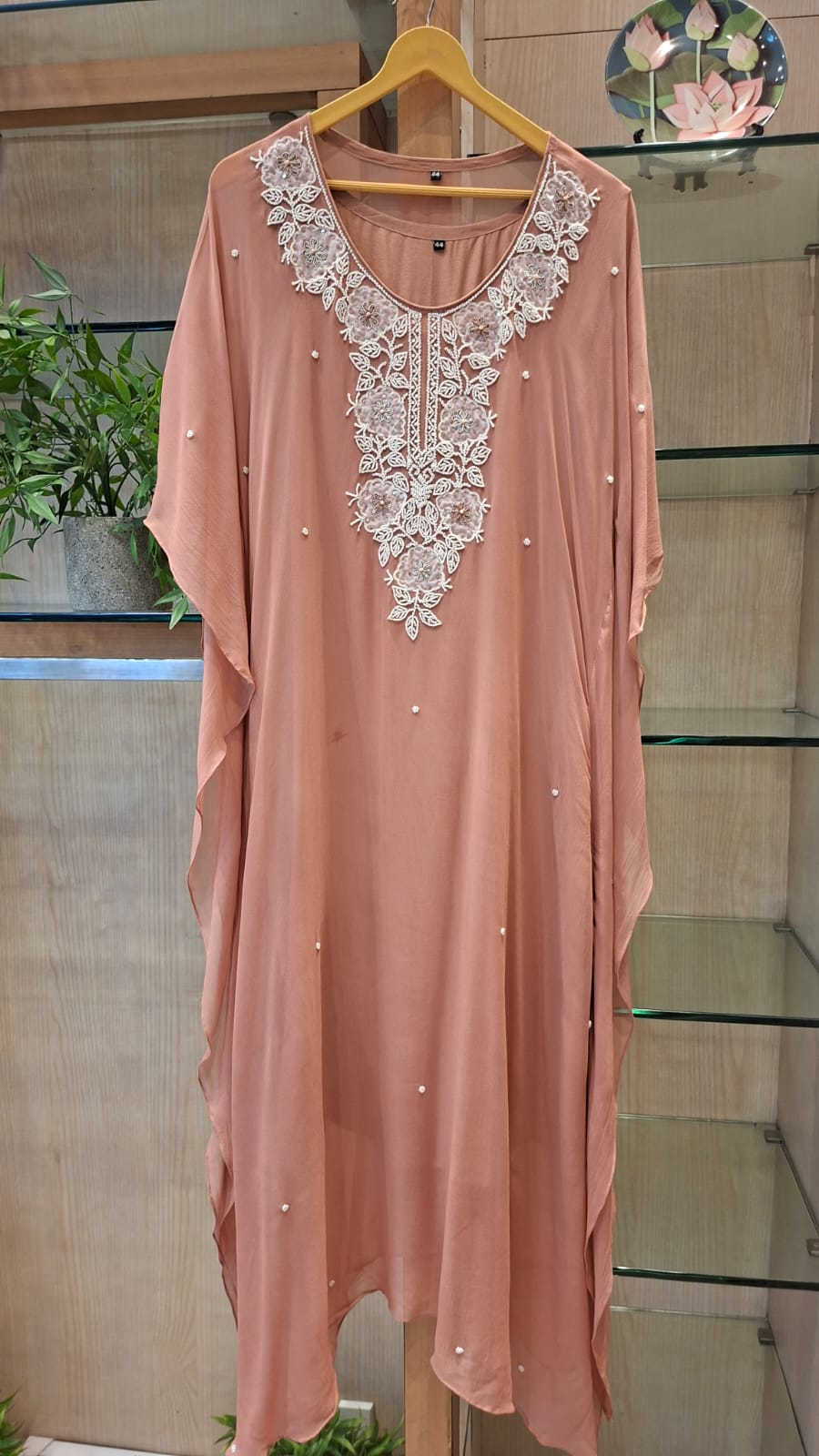 Pearl Embroidered Georgette Kaftan - J.BEHARI