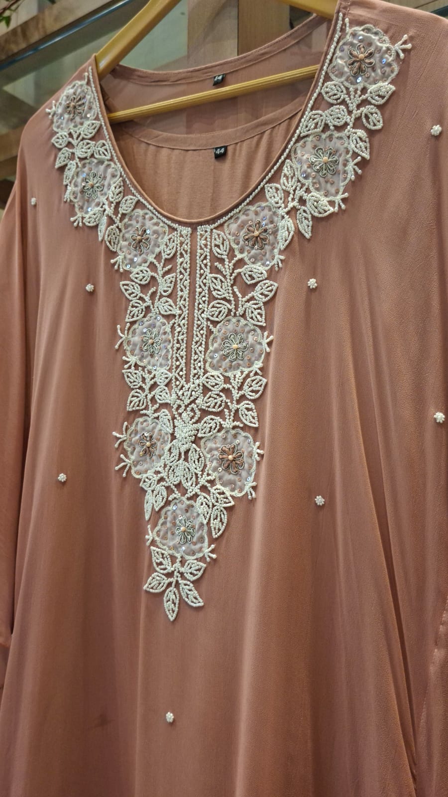 Pearl Embroidered Georgette Kaftan - J.BEHARI