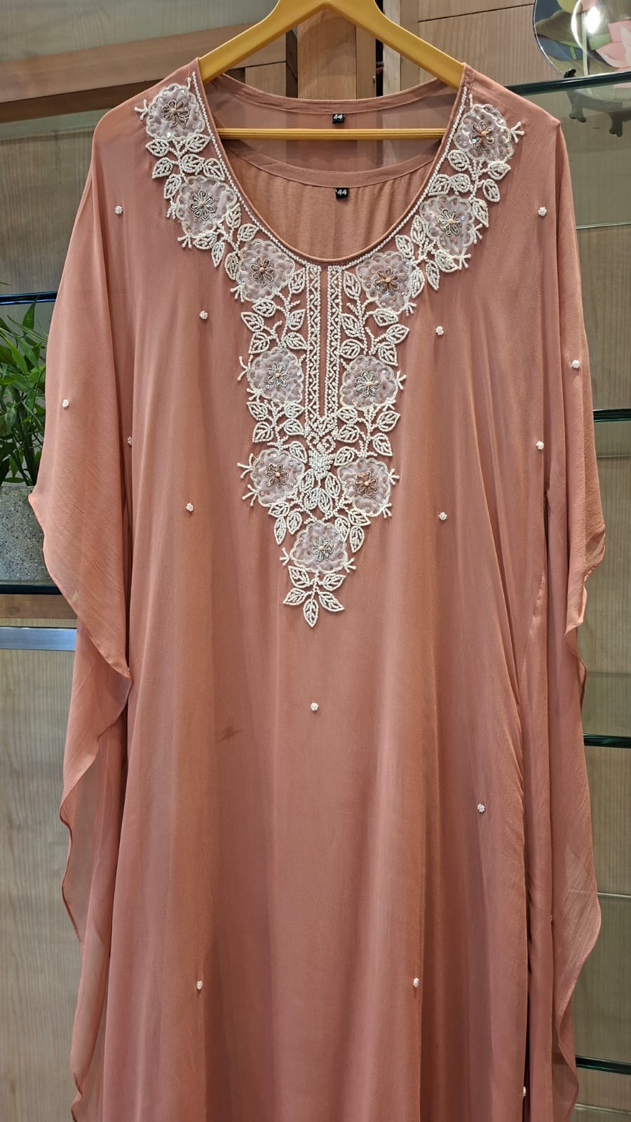 Pearl Embroidered Georgette Kaftan - J.BEHARI