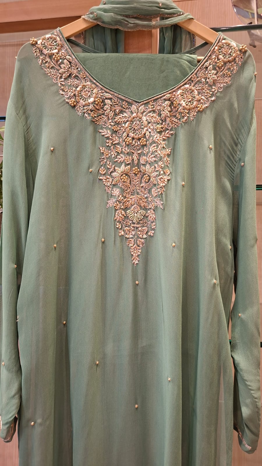 Privika georgette Sequin & Zardozi Semistitched Suits pcs - J.BEHARI
