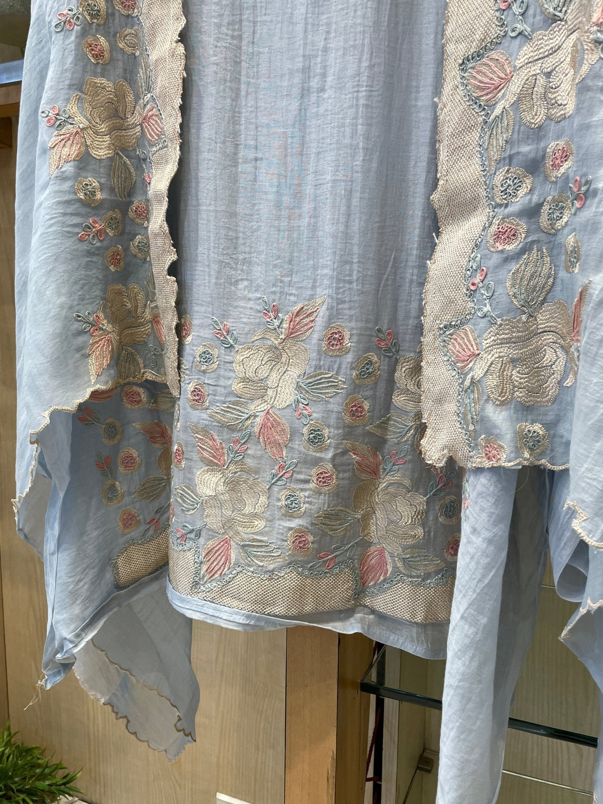 Pure Mul Chanderi Threadwork Unstitched Suit Set - J.BEHARI