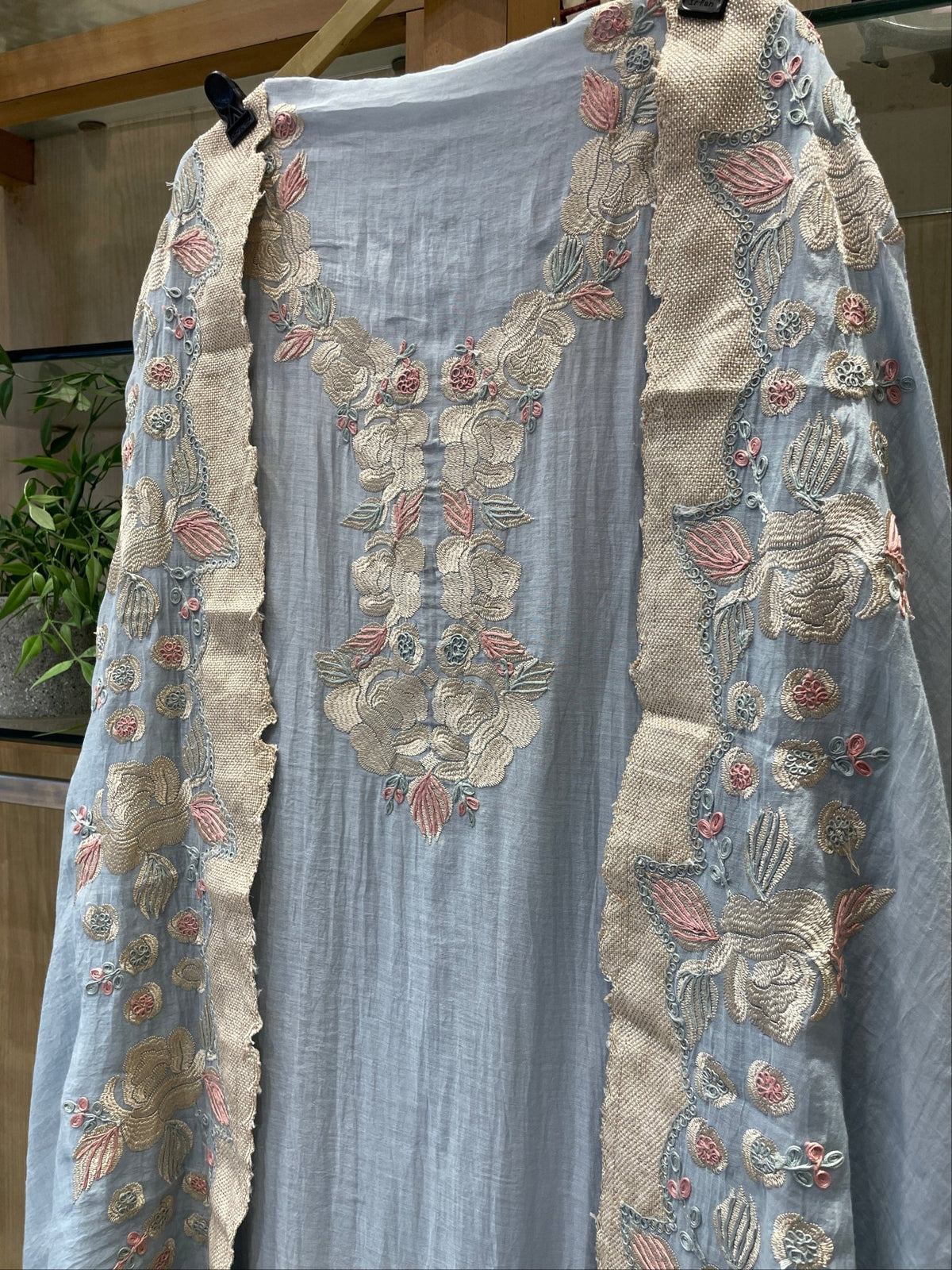 Pure Mul Chanderi Threadwork Unstitched Suit Set - J.BEHARI