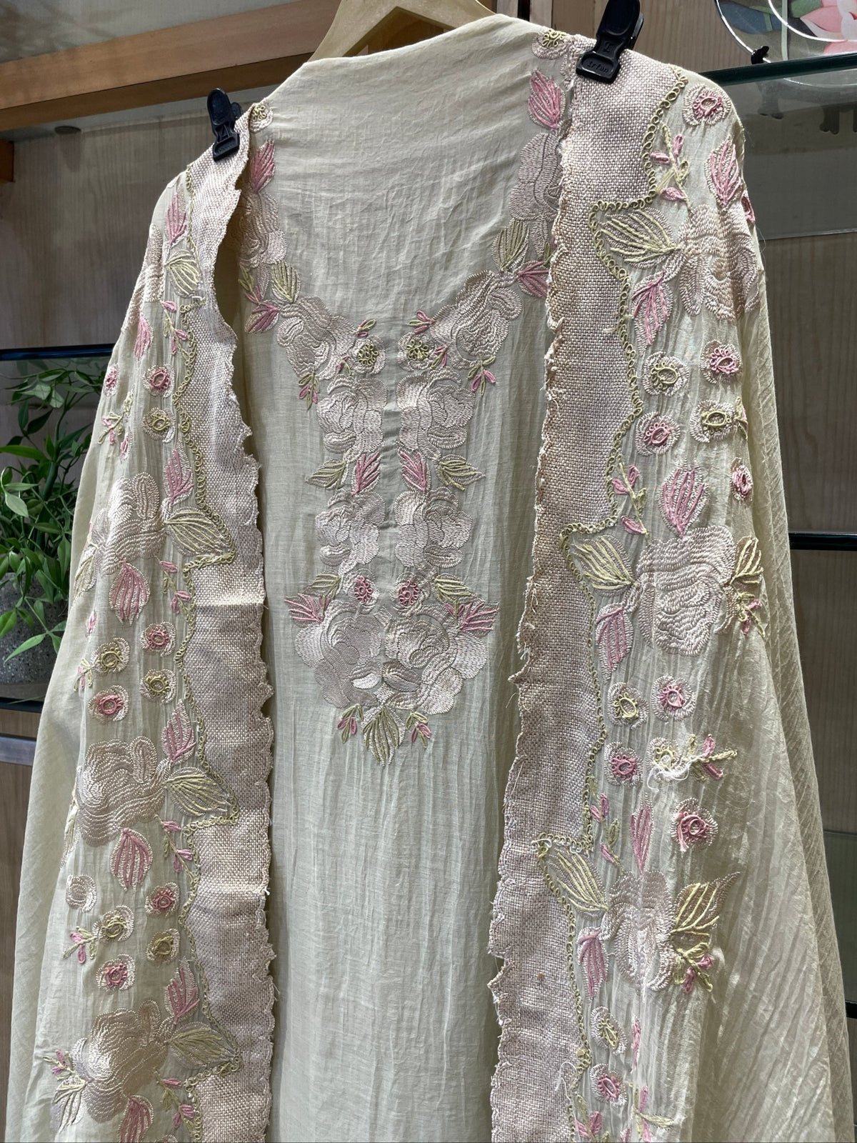 Pure Mul Chanderi Threadwork Unstitched Suit Set - J.BEHARI