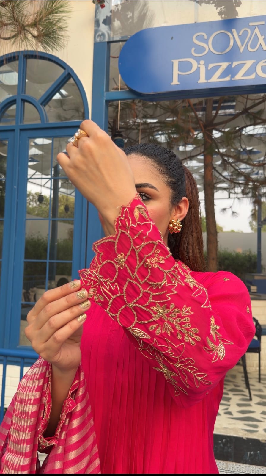 Roshani Handcrafted Mul Chanderi Anarkali - J.BEHARI