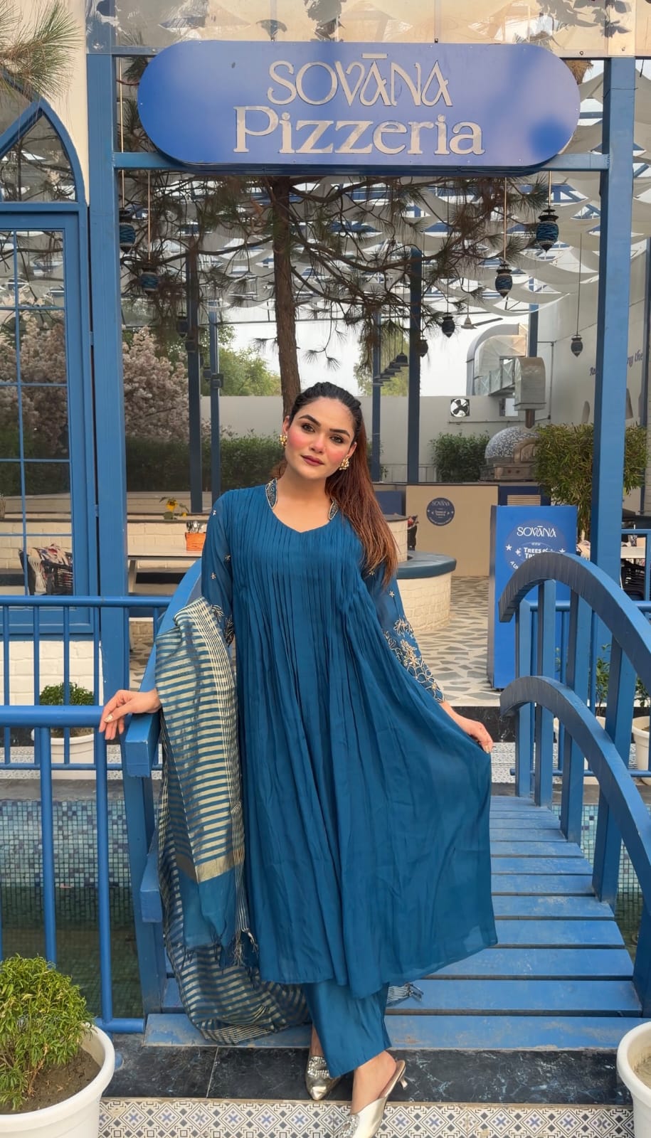 Roshani Handcrafted Mul Chanderi Anarkali - J.BEHARI