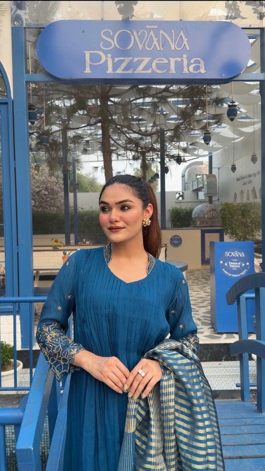 Roshani Handcrafted Mul Chanderi Anarkali - J.BEHARI