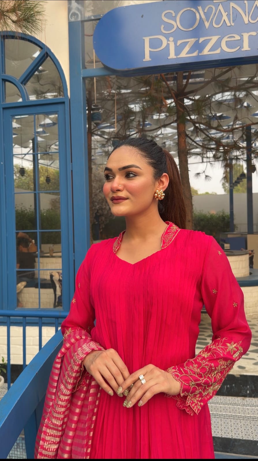 Roshani Handcrafted Mul Chanderi Anarkali - J.BEHARI