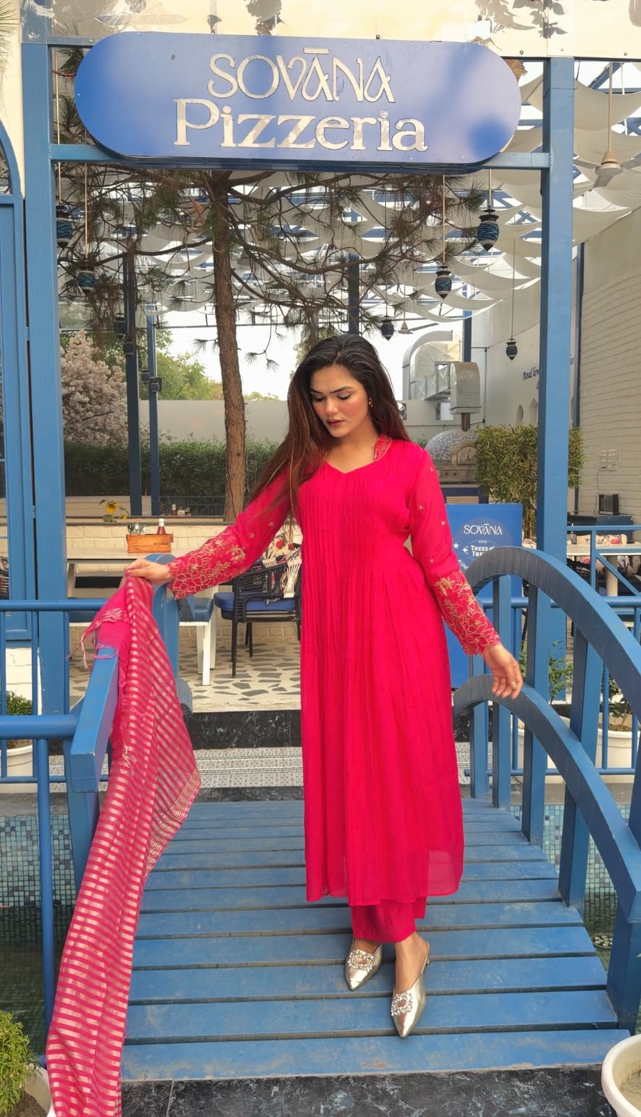 Roshani Handcrafted Mul Chanderi Anarkali - J.BEHARI