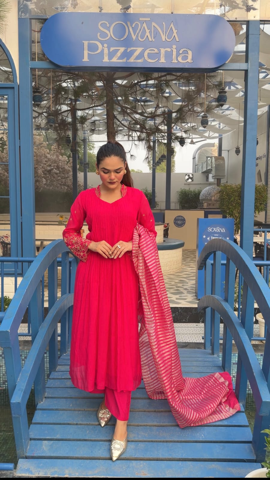 Roshani Handcrafted Mul Chanderi Anarkali - J.BEHARI