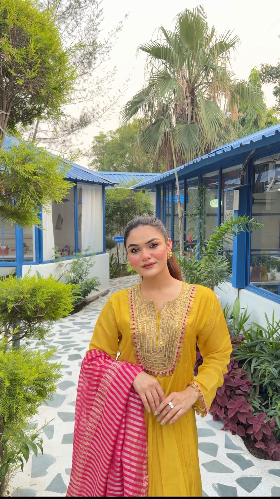 Roshani Mul Chanderi Anarkali Suit Set - J.BEHARI