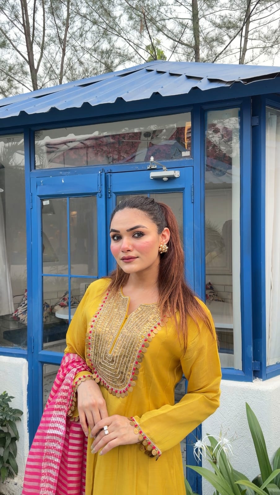 Roshani Mul Chanderi Anarkali Suit Set - J.BEHARI