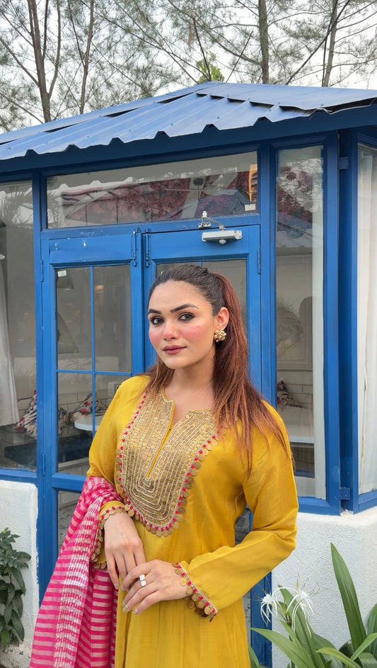 Roshani Mul Chanderi Anarkali Suit Set - J.BEHARI