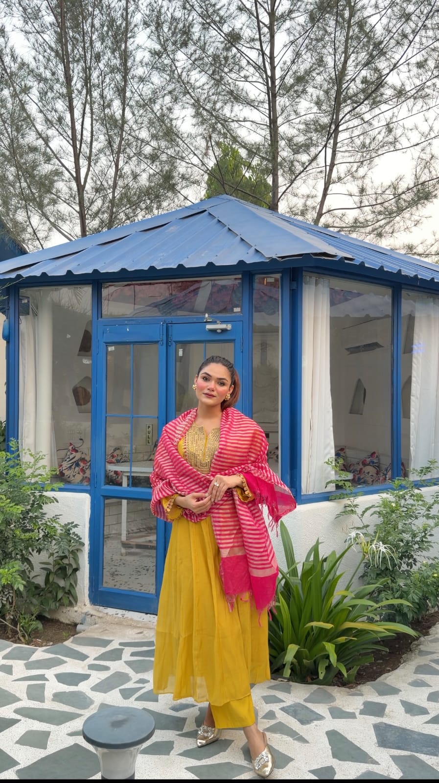 Roshani Mul Chanderi Anarkali Suit Set - J.BEHARI