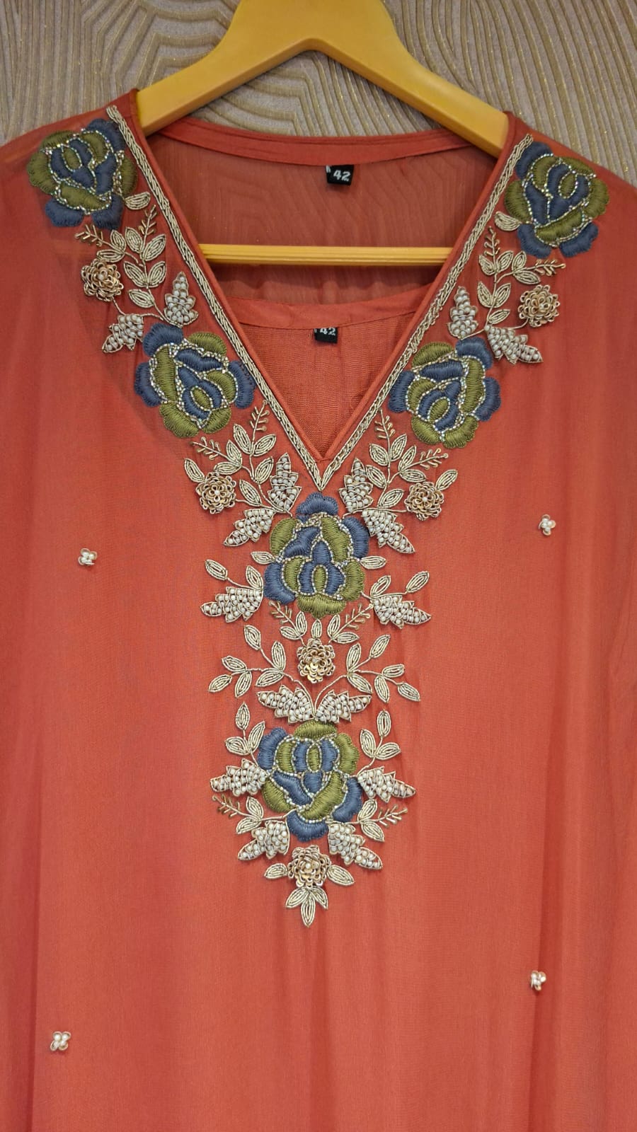 Royale Handcrafted Zardozi & Cutdana Georgette Kaftan - J.BEHARI