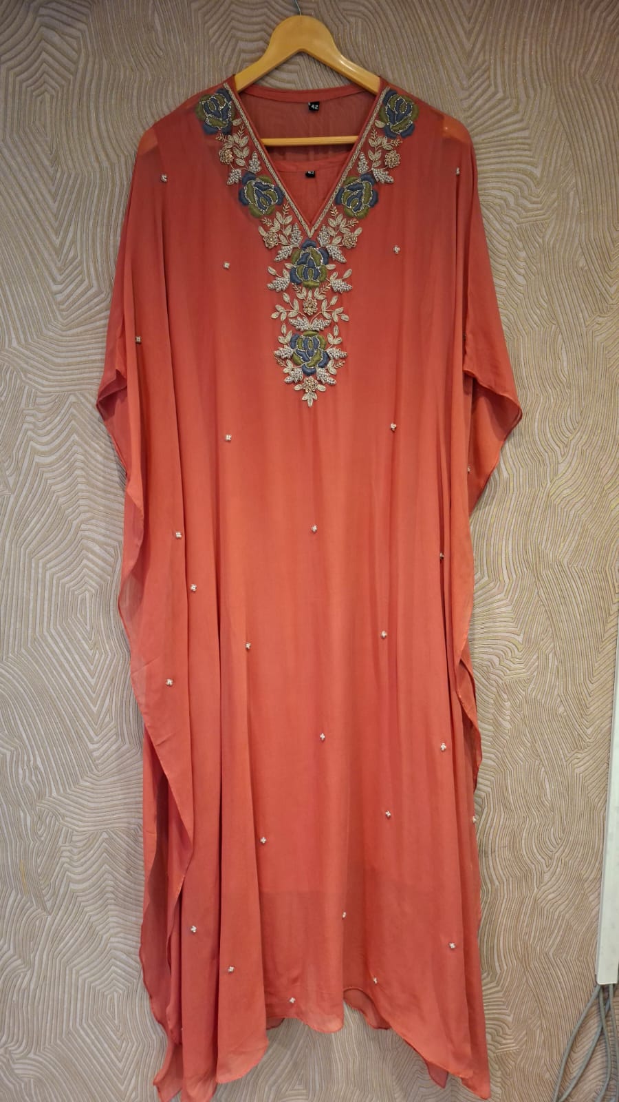 Royale Handcrafted Zardozi & Cutdana Georgette Kaftan - J.BEHARI