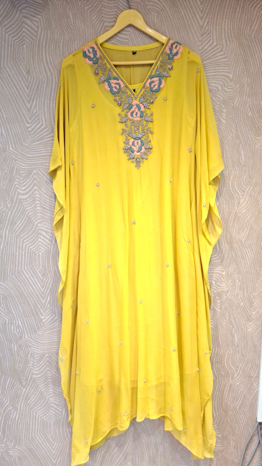 Royale Handcrafted Zardozi & Cutdana Georgette Kaftan - J.BEHARI