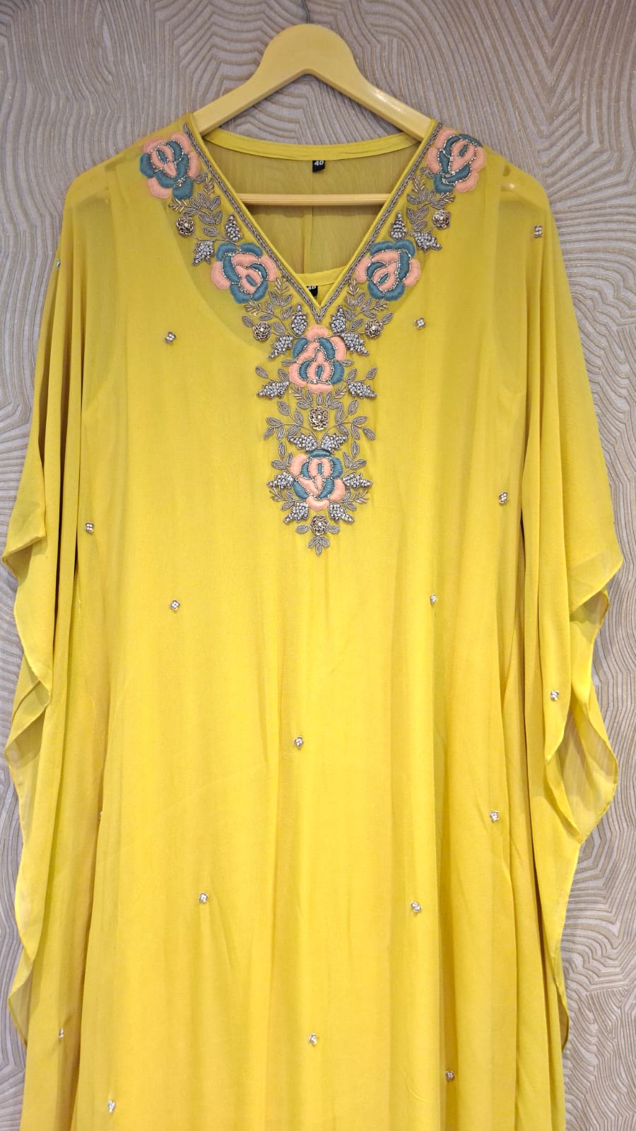 Royale Handcrafted Zardozi & Cutdana Georgette Kaftan - J.BEHARI