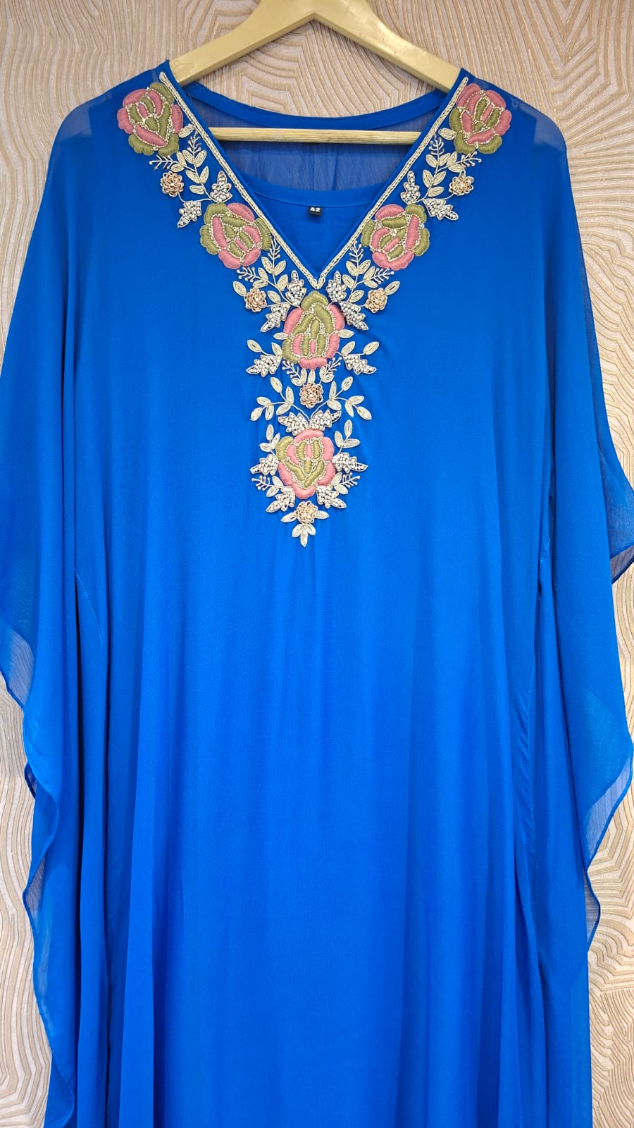 Royale Handcrafted Zardozi & Cutdana Georgette Kaftan - J.BEHARI