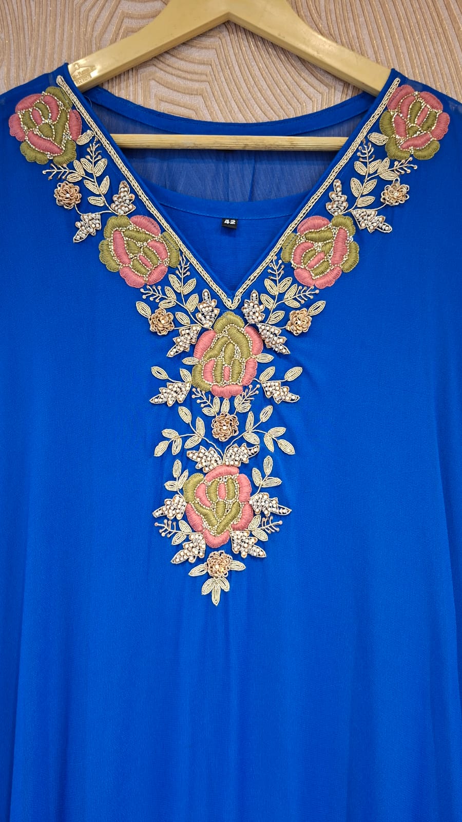 Royale Handcrafted Zardozi & Cutdana Georgette Kaftan - J.BEHARI