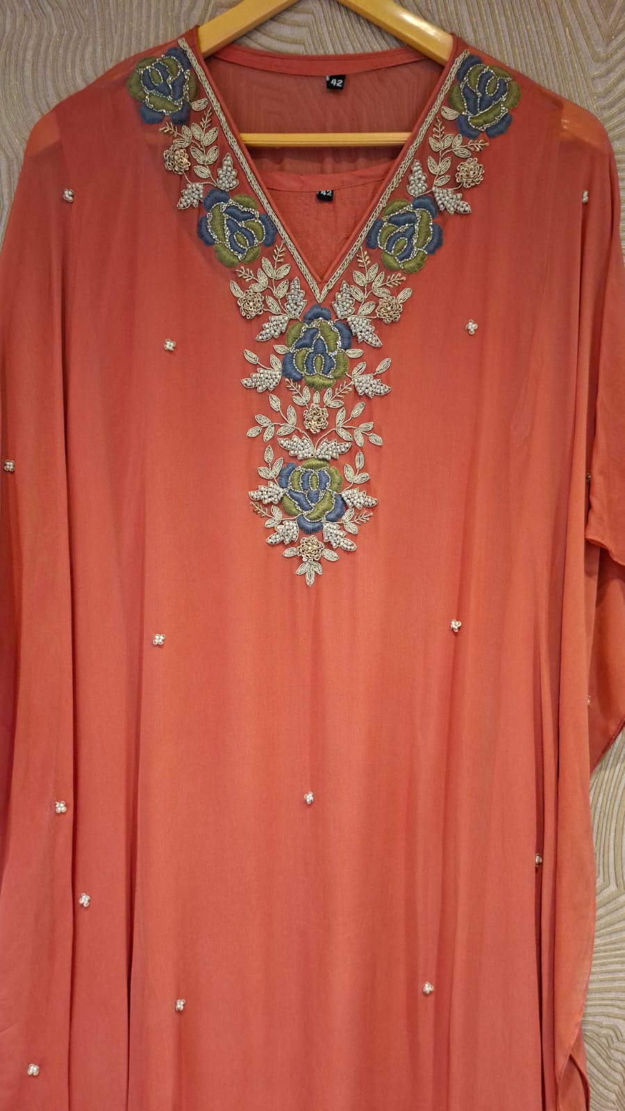Royale Handcrafted Zardozi & Cutdana Georgette Kaftan - J.BEHARI