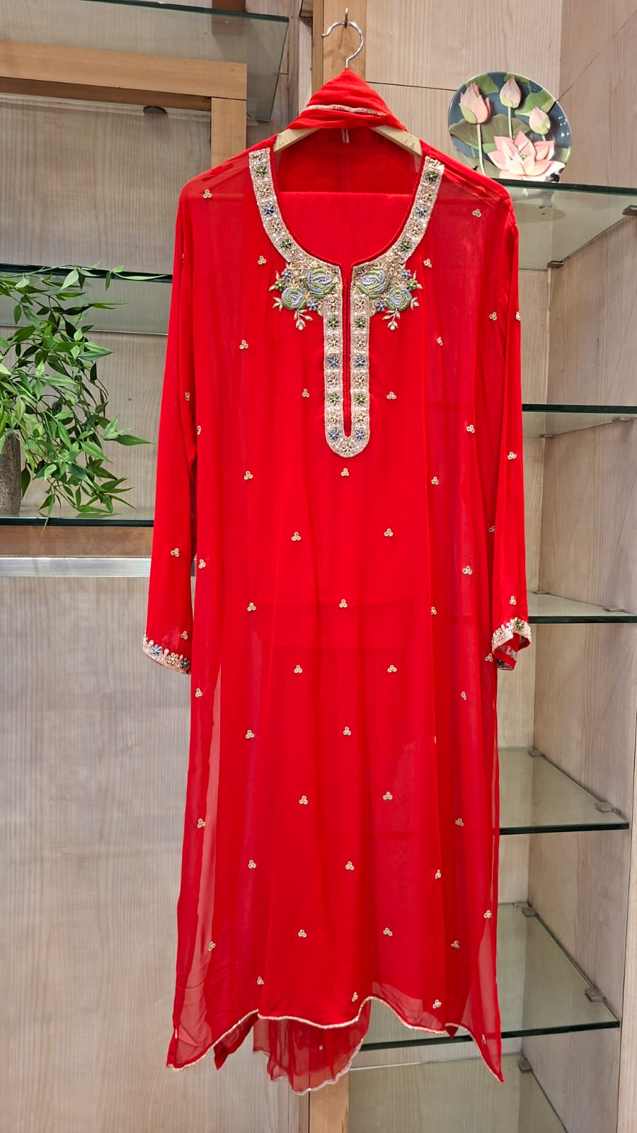 Ruhani – Zardozi & Cutdana Embroidered Georgette Semi-Stitched Suit Set - J.BEHARI