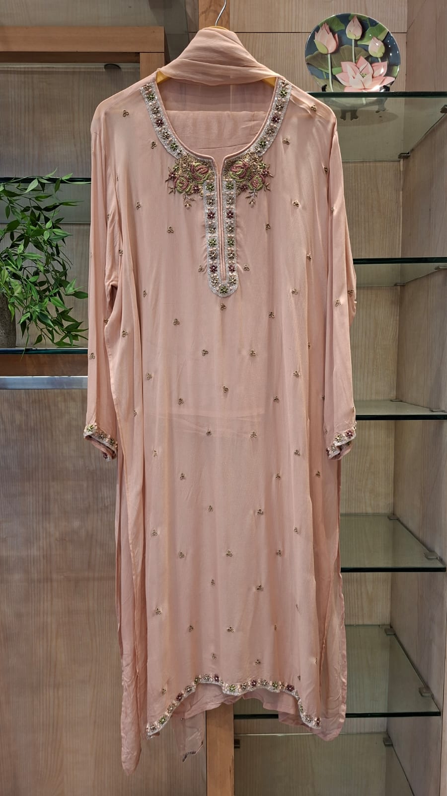 Ruhani – Zardozi & Cutdana Embroidered Georgette Semi-Stitched Suit Set - J.BEHARI