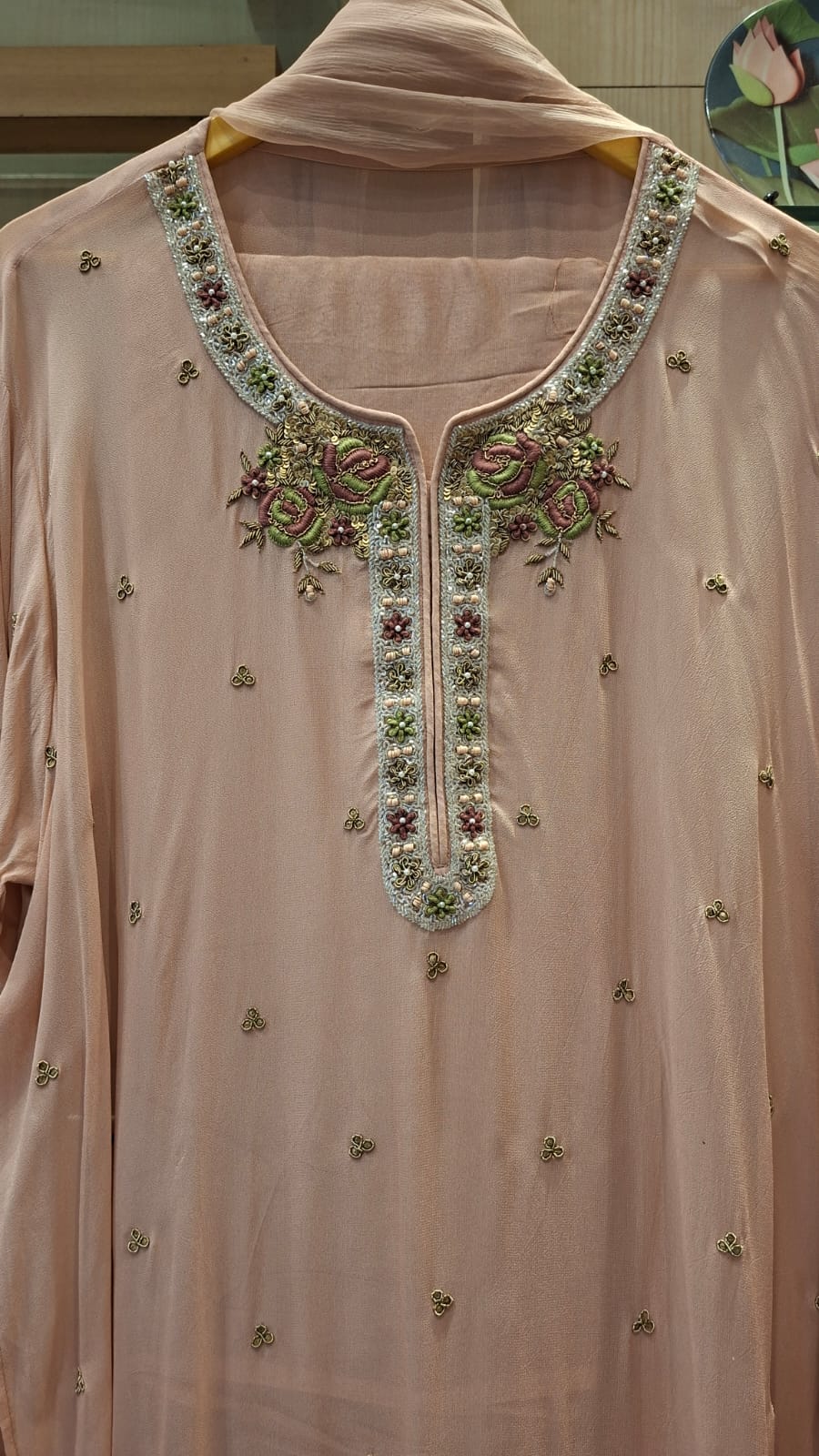 Ruhani – Zardozi & Cutdana Embroidered Georgette Semi-Stitched Suit Set - J.BEHARI