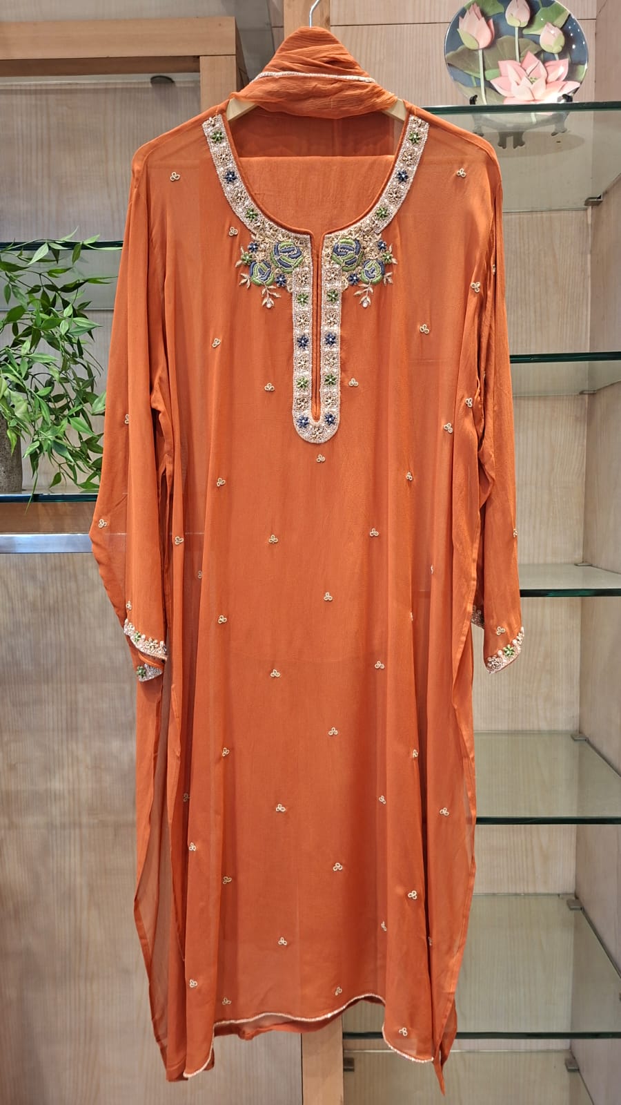 Ruhani – Zardozi & Cutdana Embroidered Georgette Semi-Stitched Suit Set - J.BEHARI