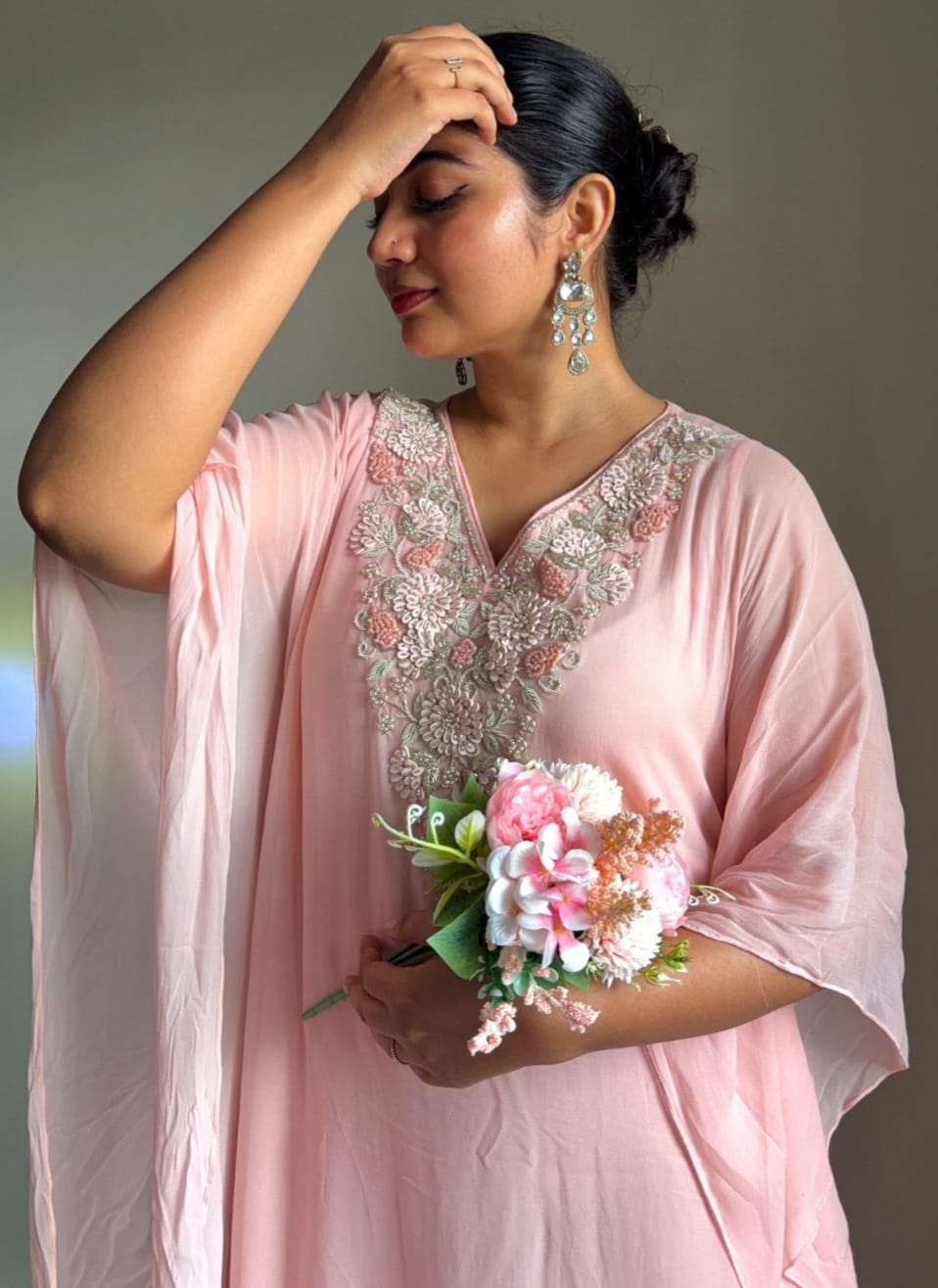 SURYA Bloom Handcrafted Embellished Kaftan - J.BEHARI