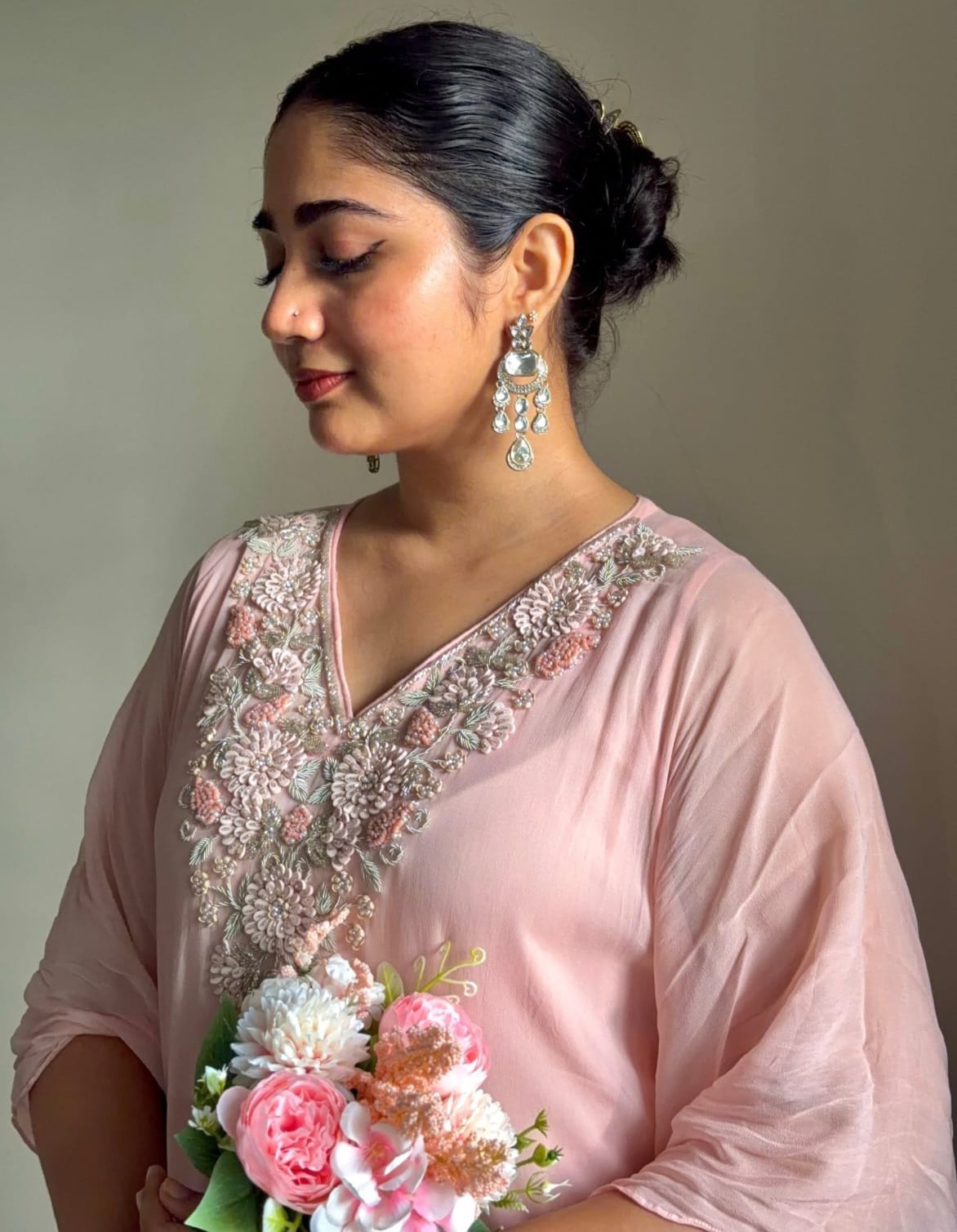 SURYA Bloom Handcrafted Embellished Kaftan - J.BEHARI