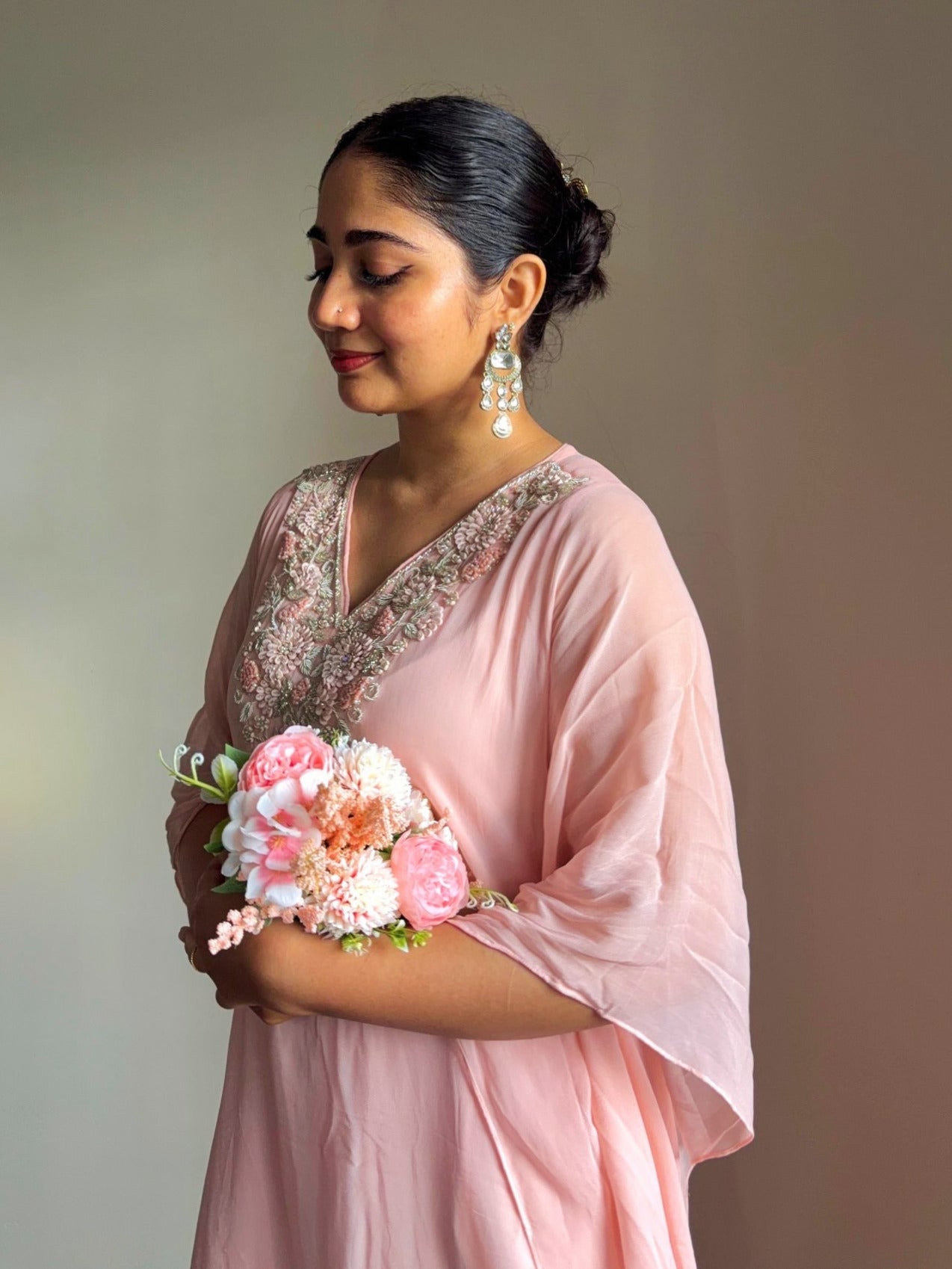 SURYA Bloom Handcrafted Embellished Kaftan - J.BEHARI