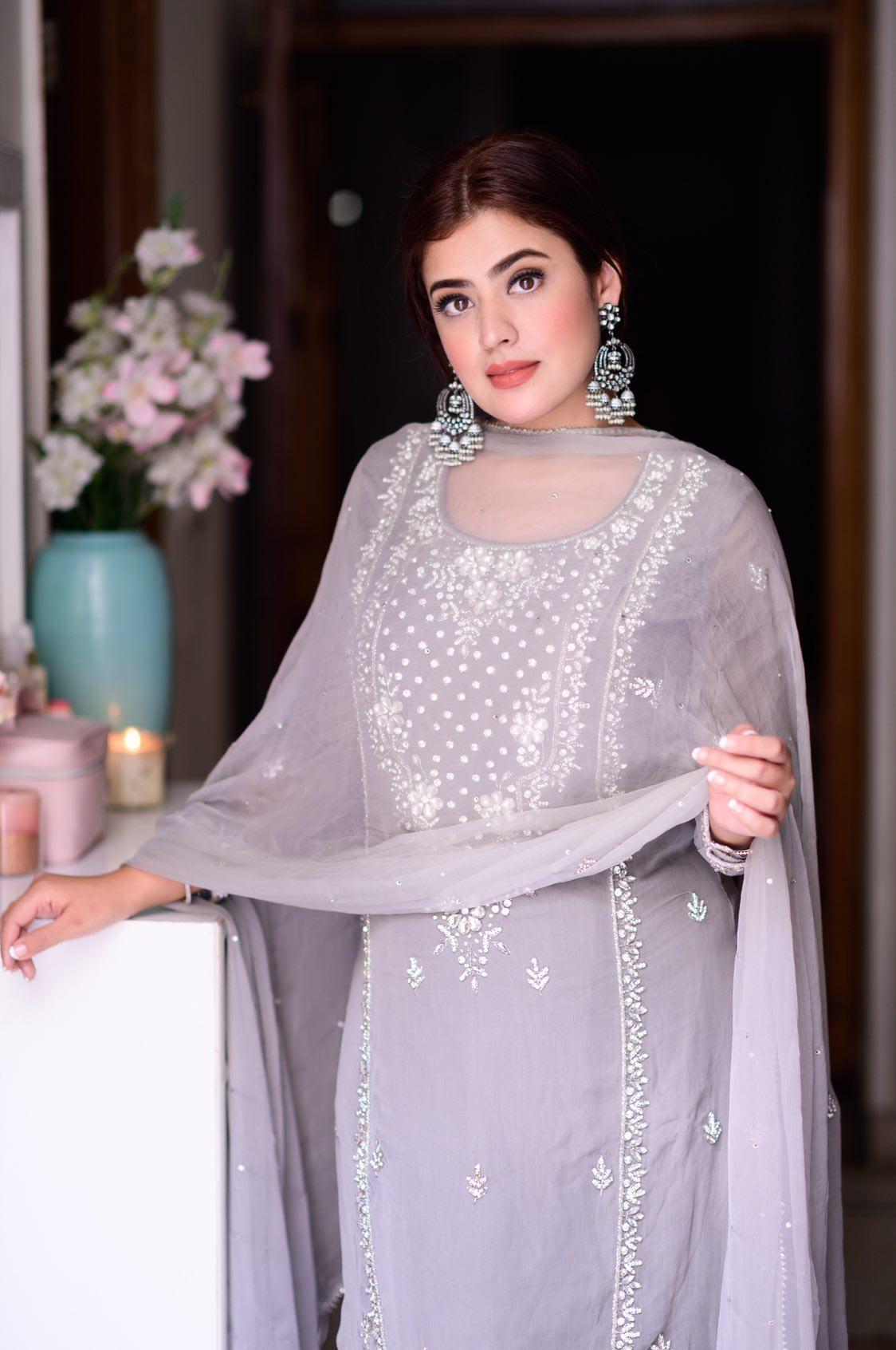 THE STUNNING DIGITAL CREATOR curlgirl Rupali Hasija in our bestsellers Moonlight Sharara Set - J.BEHARI