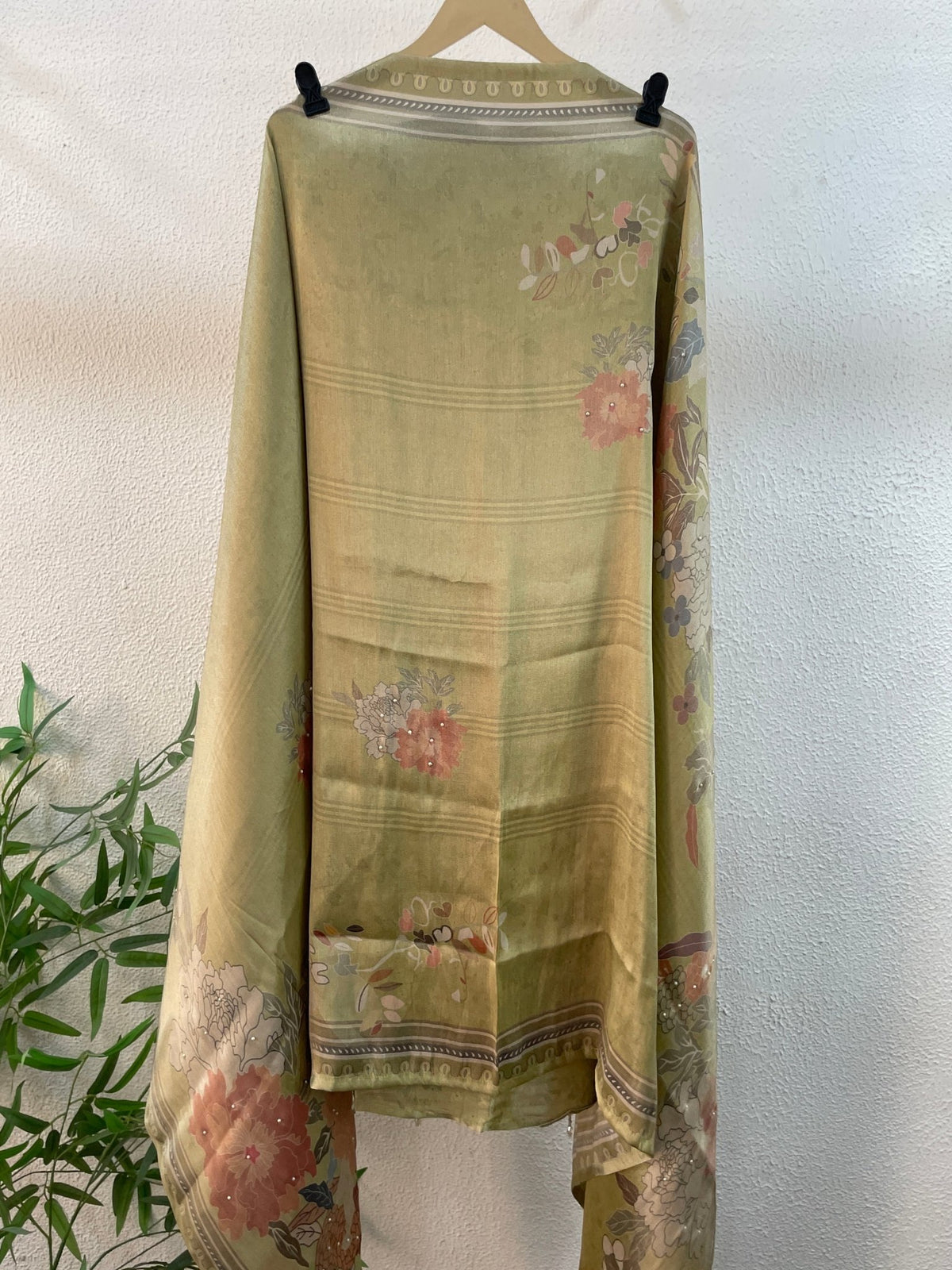 Unstitched Silk Pearl & Sequins Suit Piece - J.BEHARI