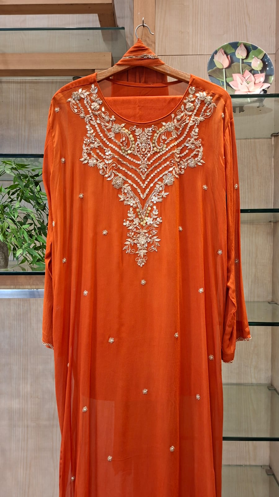 Zardozi, Cutdana & Goata patti Embroidery Semi-stitched suit set - J.BEHARI