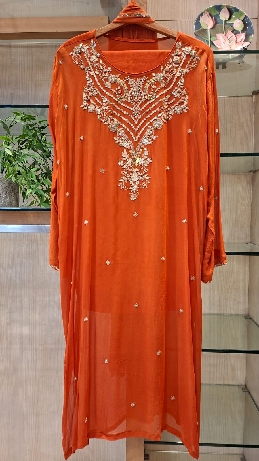 Zardozi, Cutdana & Goata patti Embroidery Semi-stitched suit set - J.BEHARI