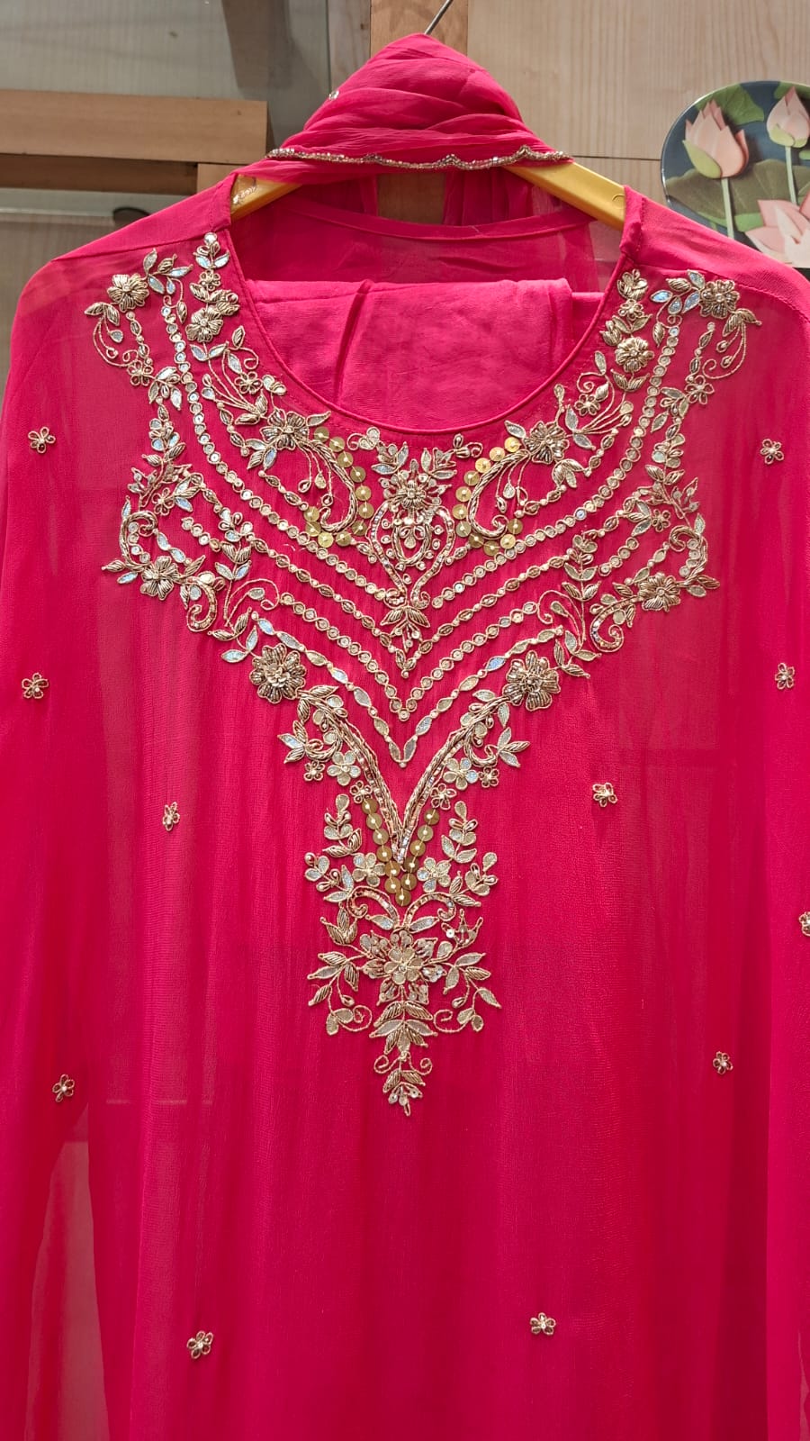 Zardozi, Cutdana & Goata patti Embroidery Semi-stitched suit set - J.BEHARI