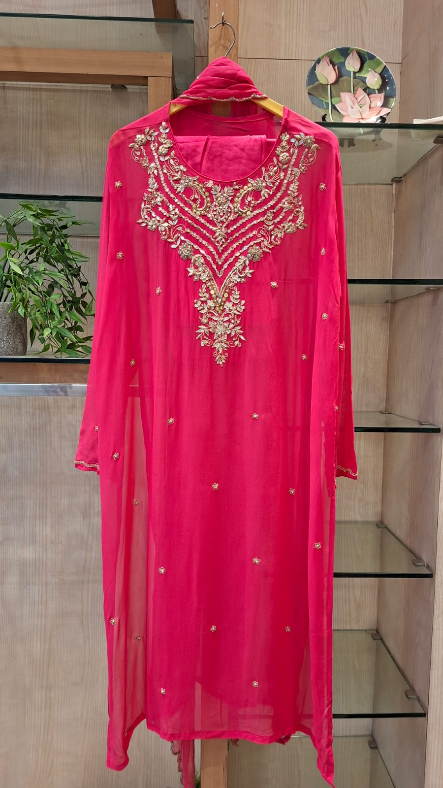 Zardozi, Cutdana & Goata patti Embroidery Semi-stitched suit set - J.BEHARI