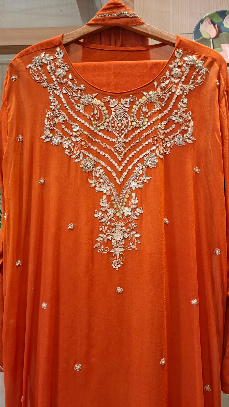 Zardozi, Cutdana & Goata patti Embroidery Semi-stitched suit set - J.BEHARI