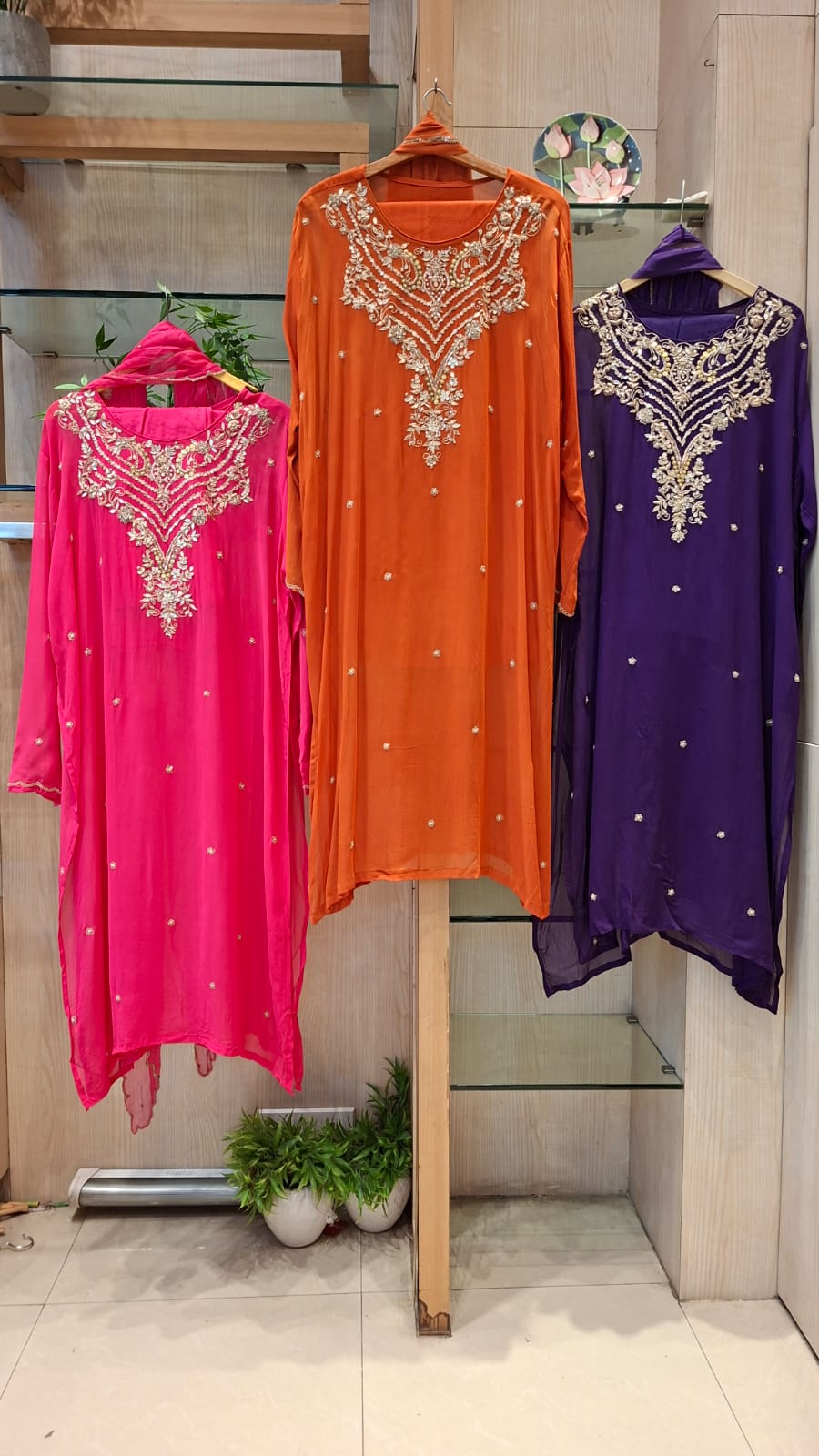 Zardozi, Cutdana & Goata patti Embroidery Semi-stitched suit set - J.BEHARI